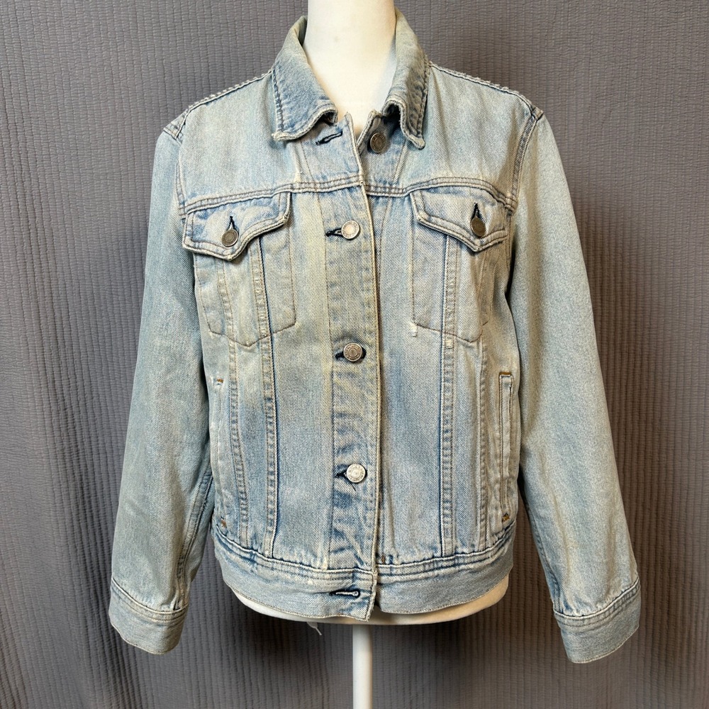Abercrombie & Fitch Vintage 80s Denim Trucker Jacket Light Wash Large Distressed